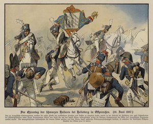 La carica degli Ussari Neri alla battaglia di Heilsberg, Prussia orientale da Richard Knotel