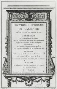 Frontespizio di Oeuvres diverses de Lalonde, decorateur et dessinateur da Richard Lalonde