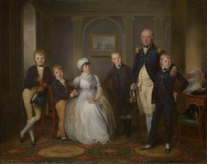 Capitano Richard Grindall (1750-1820) e la sua famiglia, c.1800 da Richard Livesay