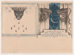 Progetto di copertina per: Wendingen, Numero delle Maschere, 1920 da Richard Nicolaüs Roland Holst (signed by artist)