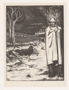 Pastore con un gregge di pecore in un paesaggio collinare da Richard Nicolaüs Roland Holst