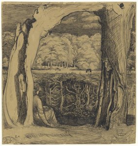 Paesaggio con una donna seduta tra due salici da Richard Nicolaüs Roland Holst