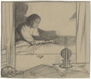 Donna Hogerhuis, seduta a letto (secondo progetto) da Richard Nicolaüs Roland Holst