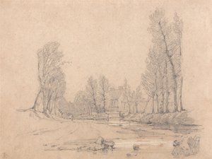 Un ruscello boscoso e una fattoria in Normandia da Richard Parkes Bonington
