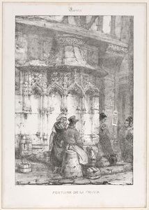 Resti e Frammenti Architettonici: Rouen - Fontaine de la Crosse da Richard Parkes Bonington