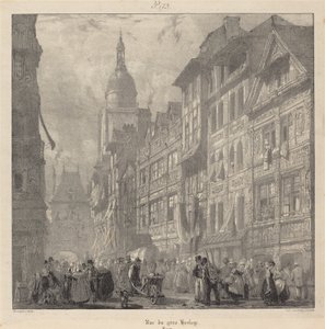 Rue du gros-horloge, Rouen da Richard Parkes Bonington
