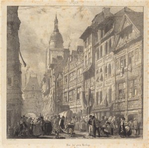 Rue du gros-horloge, Rouen da Richard Parkes Bonington