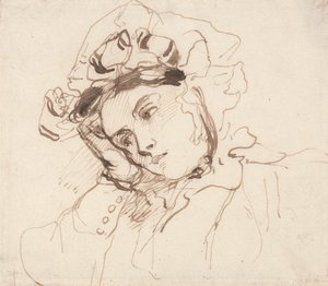 Studio di una donna con la testa sulla mano da Richard Parkes Bonington