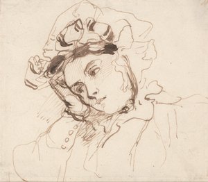 Studio di una donna con la testa sulla mano da Richard Parkes Bonington