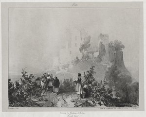 Viaggi pittoreschi e romantici nella vecchia Francia, Franche-Comté: Rovine del castello di Arlay da Richard Parkes Bonington