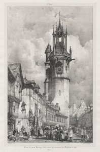 Viaggi pittoreschi e romantici nella vecchia Francia, Normandia: Torre del Gros-Horloge, Evreux da Richard Parkes Bonington