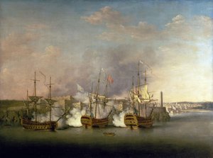 Guerra dei sette anni (1756-1763): Il bombardamento del Castello del Morro (Cuba) il 1 luglio da Richard Paton