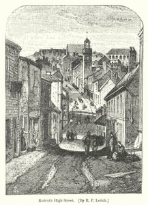 Redruth High Street (incisione) da Richard Principal (after) Leitch