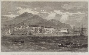 Città e forte di Acapulco, sulla costa occidentale del Messico, con la squadra inglese e francese nel porto da Richard Principal Leitch