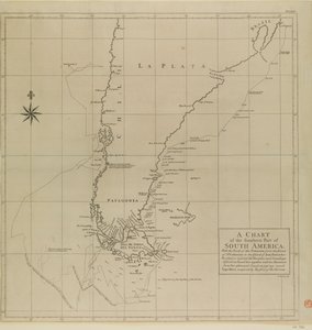 Carta della parte meridionale del Sud America con il percorso del Centurion da Richard William Seale