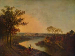 Un fiume inglese al tramonto, in lontananza le colline gallesi, c1760, 1938