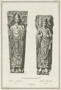 Cattedrale di Lichfield - Effigi di Walter de Langton e Hugh de Patteshull (incisione) da Richard Woollett Basire
