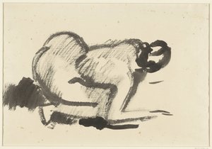 Donna nuda accovacciata