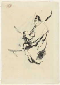 Donna sdraiata, su cuscini, con un libro da Rik Wouters