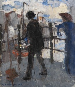 Il pittore sul ponte Hoogbrug a Mechelen da Rik Wouters