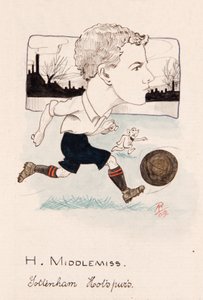 Bert Middlemiss, Tottenham Hotspur, disegno per una serie di carte da sigaretta, 1907 da Rip