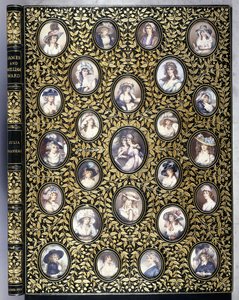 Copertina di un libro con venticinque miniature di ritratti di belle donne, dopo 
