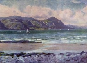 Veduta distante di Penmaenmawr, luce del mattino presto