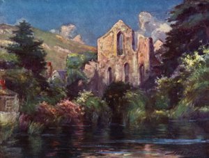 Abbazia di Valle Crucis (litografia colorata)