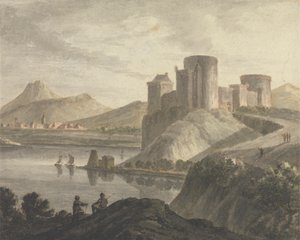Castello con figure in un paesaggio classico da Robert Adam
