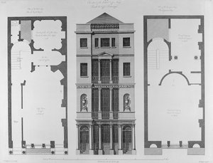 Elevazione della British Coffee House, inciso da Robert Blyth, 1778