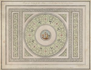 Headfort House, Irlanda: soffitto del salone da Robert Adam