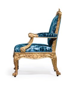Una delle due poltrone dorate di Giorgio III da Robert Adam