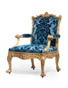 Una delle due poltrone dorate di Giorgio III da Robert Adam