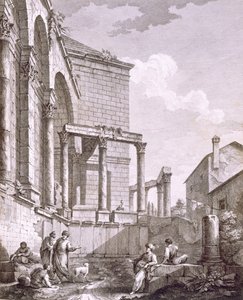 Vista laterale del Tempio di Giove da Robert Adam