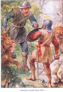 Great Heart attacca Giant Grim, da The Pilgrims Progress pubblicato da John F Shaw & Co, c.1900
