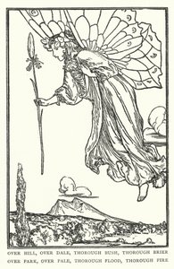 Su colline, su valli, attraverso cespugli, attraverso rovi, su parchi, su recinti, attraverso inondazioni, attraverso fuoco da Robert Anning Bell
