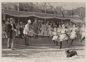 Una festa per bambini in India, la corsa al salto della corda delle ragazze da Robert Barnes