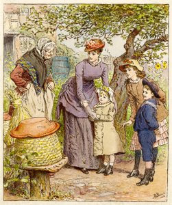 Madre e figli vicino a un alveare, pub. 1854