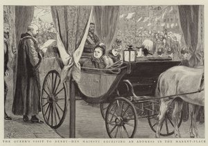 La visita della regina a Derby, Sua Maestà riceve un indirizzo nella piazza del mercato da Robert Barnes