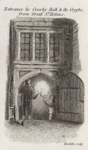 Ingresso a Crosby Hall e le sue cripte da Great St Helens da Robert Blemell Schnebbelie