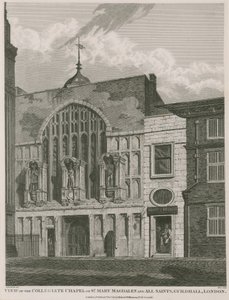 Veduta della Cappella Collegiata di Santa Maria Maddalena e di Tutti i Santi, Guildhall, Londra da Robert Blemell Schnebbelie