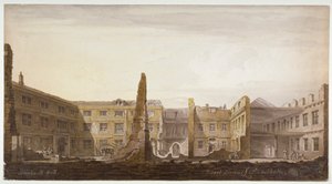 Blackwell Hall durante la demolizione, City of London da Robert Blemmell Schnebbelie