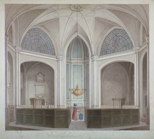 Interno della chiesa di San Bartolomeo il Minore, Città di Londra, 1834 da Robert Blemmell Schnebbelie
