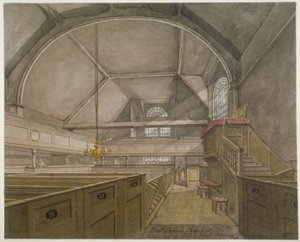 Interno della cappella nella Chiesa di San Bartolomeo il Grande, Smithfield, Città di Londra, 1818 da Robert Blemmell Schnebbelie