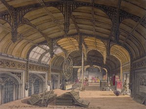 Vista interna di Crosby Hall al n. 36 Bishopsgate, Città di Londra, 1819 da Robert Blemmell Schnebbelie