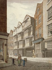 Vista sud-ovest di una vecchia casa a graticcio in Ship Yard, Westminster, Londra, 1815 da Robert Blemmell Schnebbelie