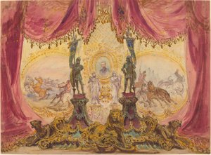 Scenografia con dipinti e statue