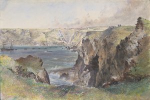 Baia di Foilhummerum, Valentia, dal Forte di Cromwell: La Caroline posa il cavo terrestre il 21 luglio 1865 da Robert Charles Dudley