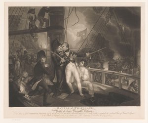 Battaglia di Trafalgar con la morte di Horatio Nelson (Battle of Trafalgar, and Death of Lord Viscount Nelson) da Robert Cooper
