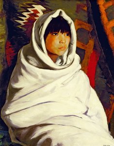 Ragazza indiana in una coperta bianca da Robert Cozad Henri